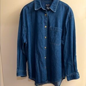 Eddie Bauer Dark Blue Denim Button-Down Shirt